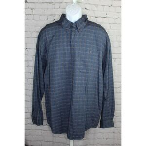 Vintage The Territory Ahead Blue Plaid Cotton Button Down Shirt Mens XL Comfy
